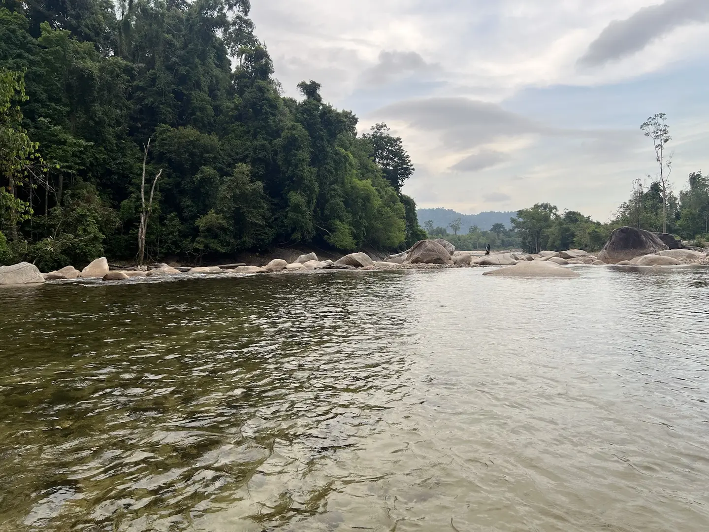 Pemandangan sungai dan kehijauan sekitar Villa Bunian